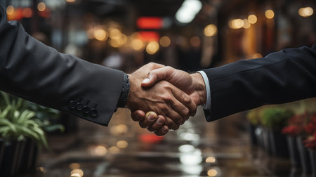 two businessmen shaking handsの素材