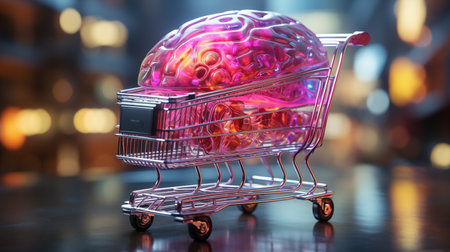 brain in the shopping cart.の素材
