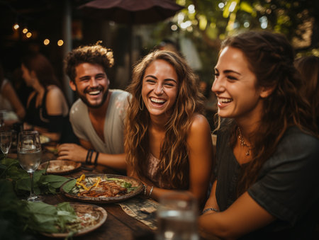 group of friends at bar.の素材