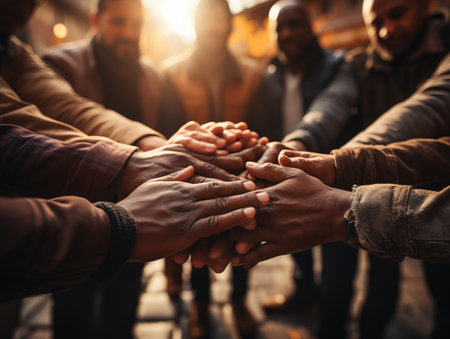 group of people holding hands.の素材