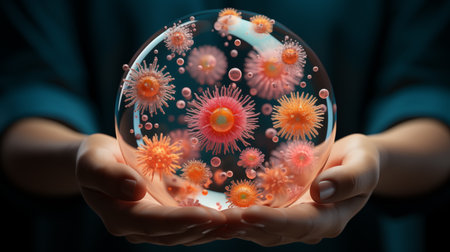 funny cartoon bacterias.の素材