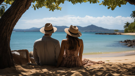 person relaxing on the beach.の素材