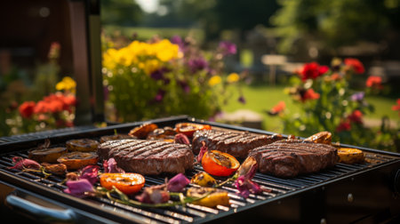 meat on the grill.の素材