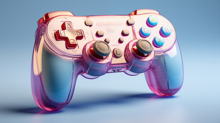 video game controller with joystick.の素材