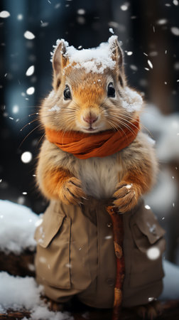 squirrel in the snow.の素材