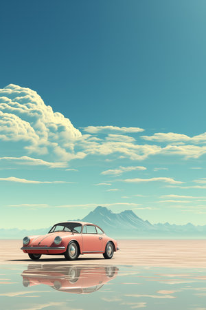 car on the beach.の素材