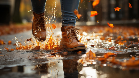 woman walking in the park.の素材