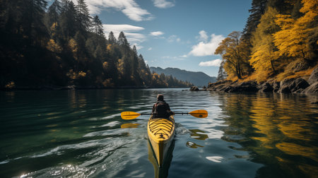 person sitting on a kayak.の素材