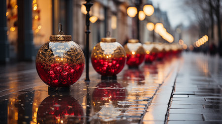 Christmas decorations on the street.の素材