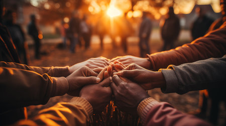 people holding by hands.の素材