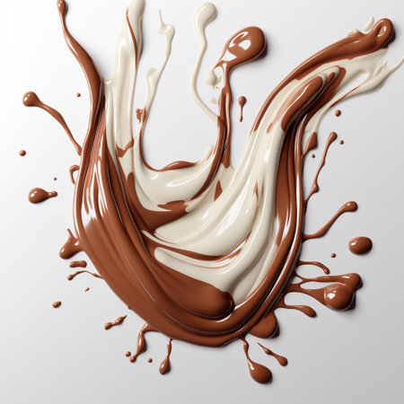 chocolate splash on the white background.の素材