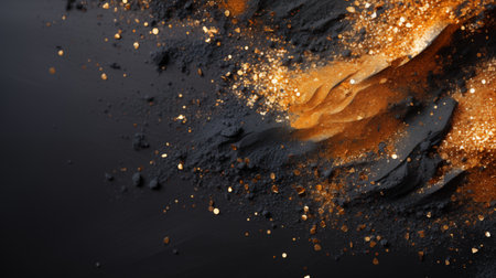 dark gray texture background with gold powders.の素材