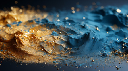 blue texture background with gold powders.の素材
