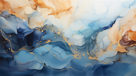 blue with gold lines marble.の素材