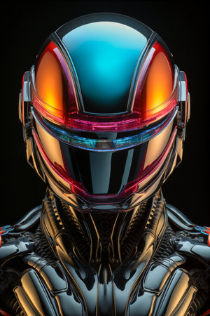 robot with helmet.の素材