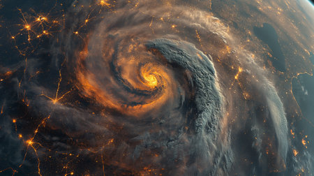 Satellite view of a storm.の素材