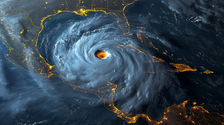 Satellite view of a storm.の素材