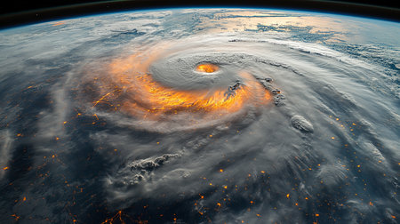 Satellite view of a storm.の素材