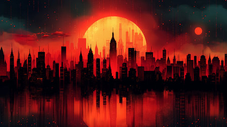 Art deco style panorama background.の素材