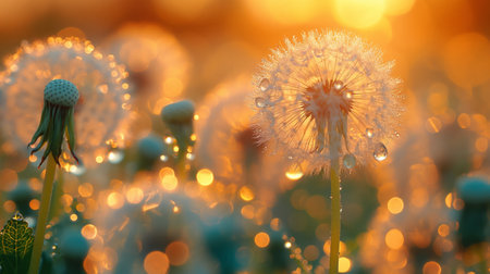 dandelions on the field.の素材