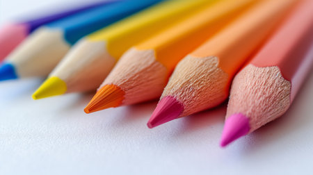 color pencils on white background.の素材