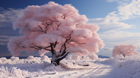 trees in the snow.の素材