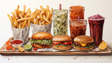 hamburgers and fries.の素材