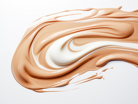 glossy light beige stroke on the white background.の素材