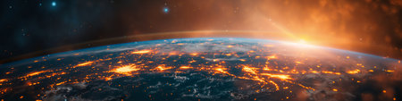 View of the planet Earth during a sunrise 3D rendering elements of this image furnished by NASAの素材