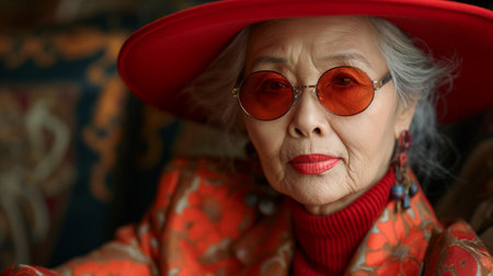 elegant senior lady dressed in stylish clothes.の素材