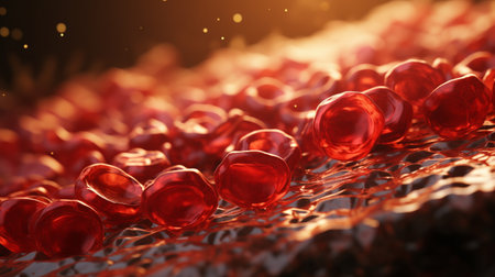 red blood cells stream within an artery.の素材