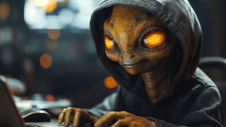 extraterrestrial art of the cosmic alien.の素材