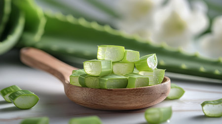 leaf Aloe Vera and Aloe Vera peeled pieces.の素材