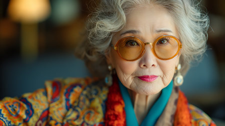 elegant senior lady dressed in stylish clothes.の素材