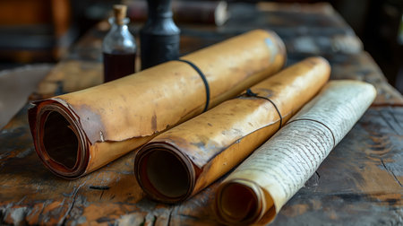 old books and parchment.の素材