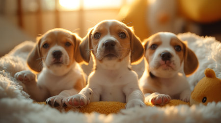 happy beagle puppies.の素材