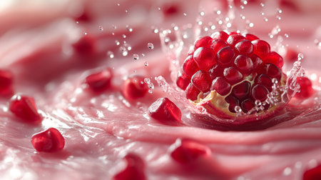 pomegranate in juice splash.の素材