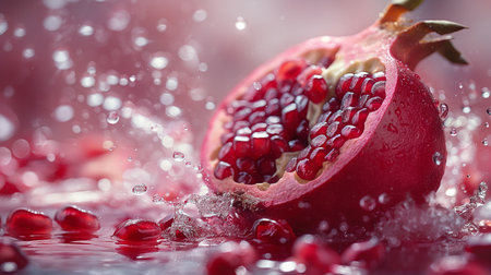pomegranate in juice splash.の素材