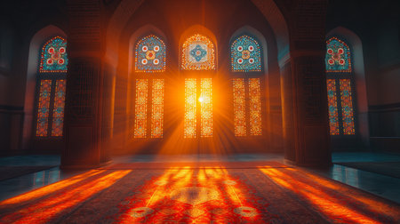 Ramadan kareem background with mosque window.の素材