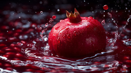 pomegranate in juice splash.の素材