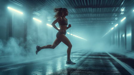 running girl with fitness body.の素材