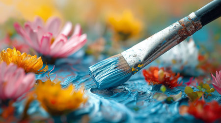 brushes and palette.の素材