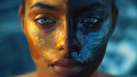 portrait of a woman with paint.の素材