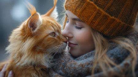 girl with cat.の素材