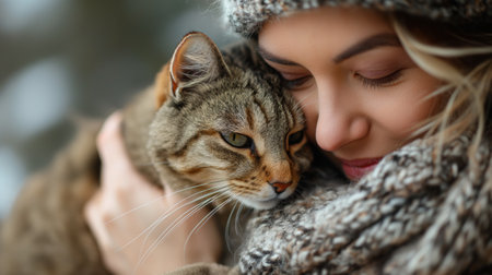 girl with cat.の素材