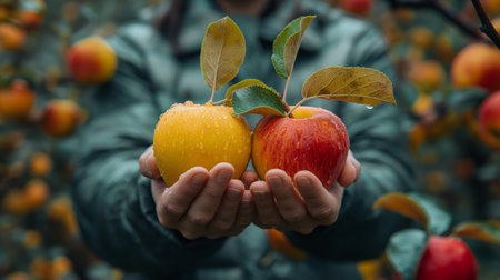 apples in the hands.の素材