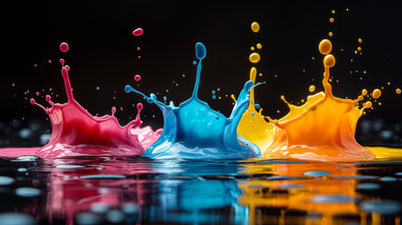 colorful paint splashes.の素材
