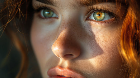 close up of beautiful woman face.の素材