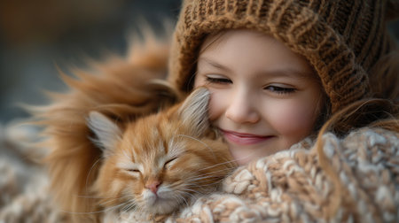 girl with cat.の素材