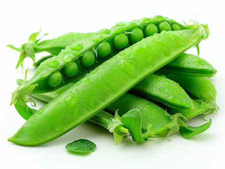 green peas on a white background.の素材